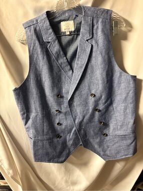 Murano Light Blue Double-Breasted Linen-Blend Vest